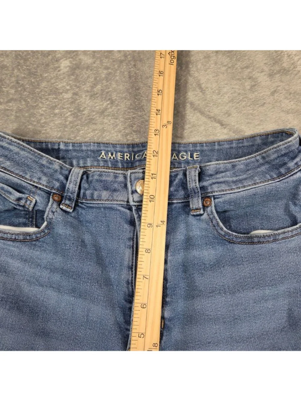 American Eagle Jeans Womens 8 X-Long Blue Mom Stretch Denim Retro Preppy - Picture 7 of 8
